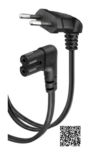 PCC72 Power Cord C7, Angled Short Connector